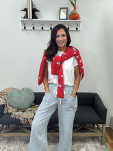 Load image into Gallery viewer, Polka Dot Red Sweater with Neck Tie

