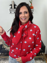 Load image into Gallery viewer, Polka Dot Red Sweater with Neck Tie
