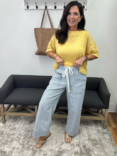 Load image into Gallery viewer, Light Blue Stripe Drawstring Pant
