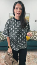 Load and play video in Gallery viewer, Jacquard Crew Neck Top, Black
