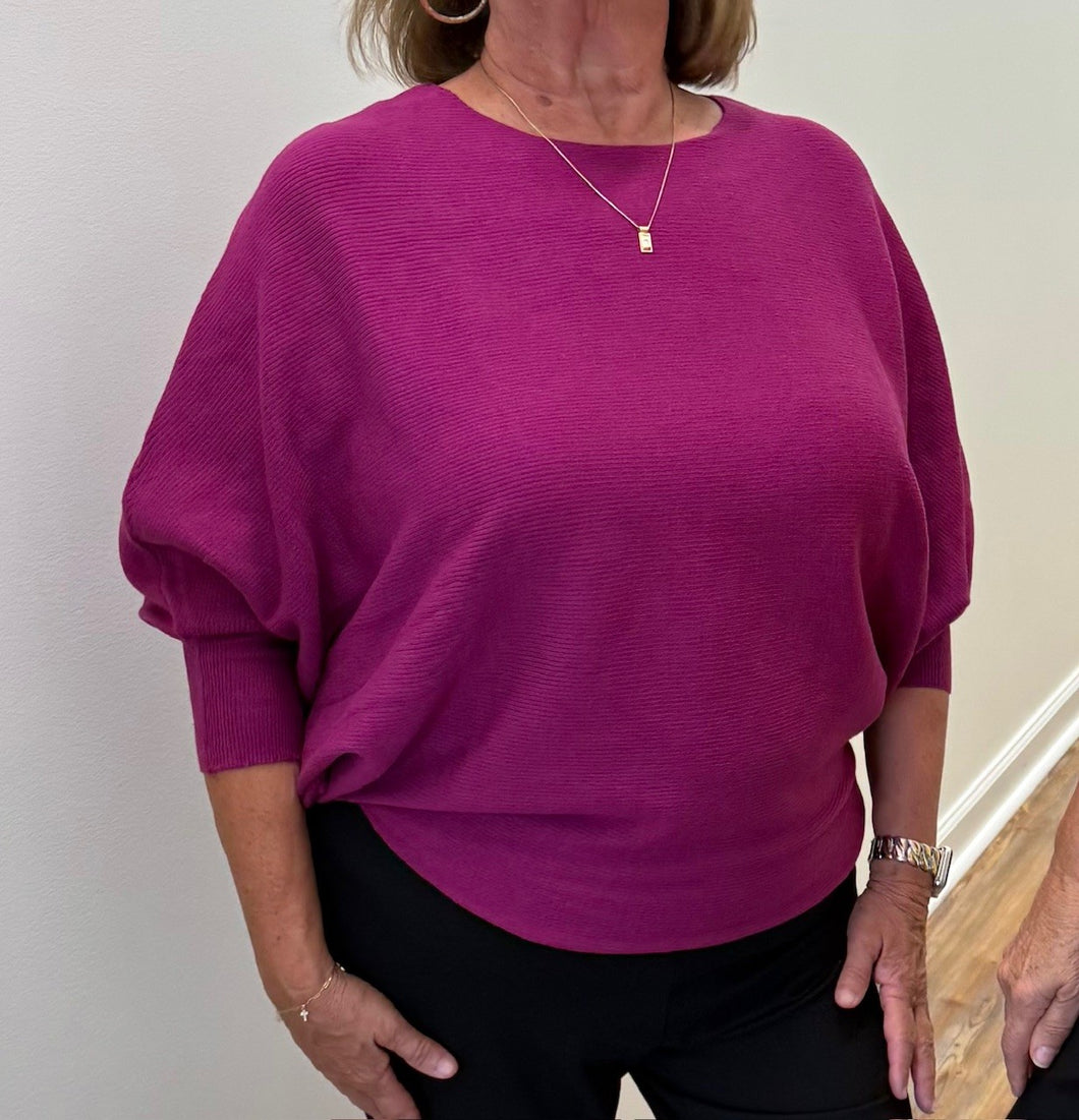 Dolman Sleeve Scoop Hem Sweater