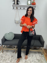 Load image into Gallery viewer, Game Day Ruffle Sleeve Woven Top
