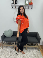 Load image into Gallery viewer, Game Day Ruffle Sleeve Woven Top
