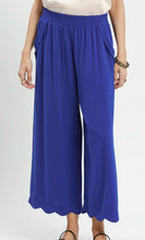 Load image into Gallery viewer, Linen Blend Scallop Hem Wide Leg Pants, Ocean
