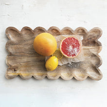 Load image into Gallery viewer, Mango Wood Tray, w scalloped edge
