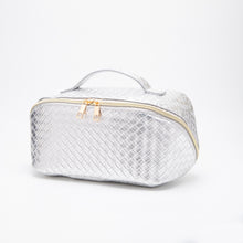 Load image into Gallery viewer, The Juliette Woven Vegan Leather Satin Lined Makeup Bag
