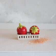 Load image into Gallery viewer, Stoneware Strawberry Shaped Salt &amp; Pepper Shakers
