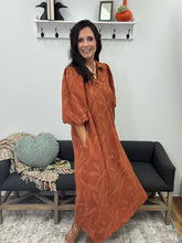 Load image into Gallery viewer, Jacquard Collared Midi Dress, Terracotta
