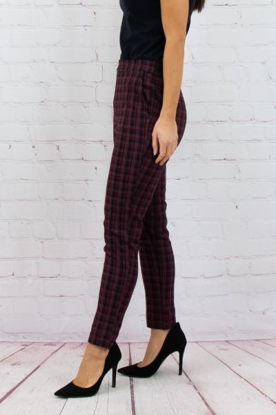 Black & Wine Plaid Pants