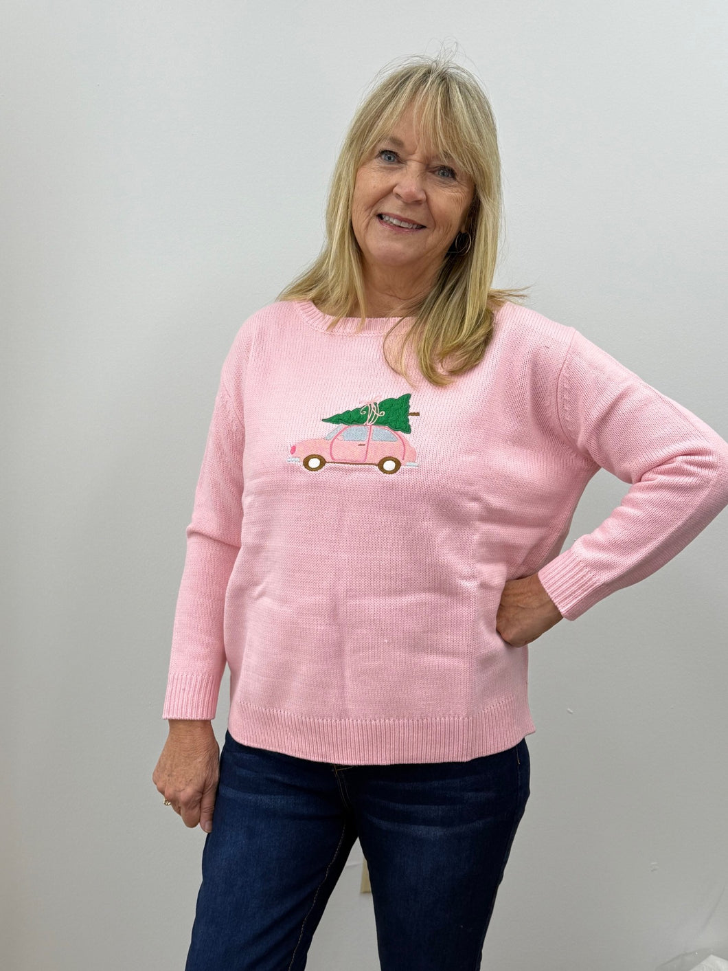 Pink Christmas Car Crewneck