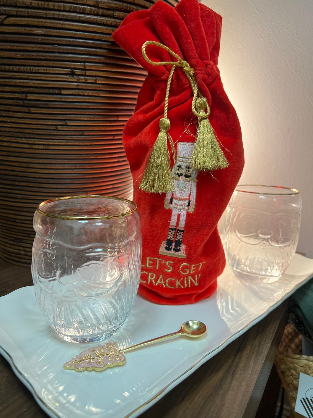 Embroidered Wine Bag, Nutcracker