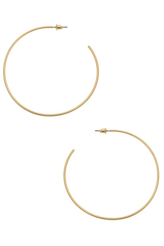 Gwen Hoop Earrings, Satin Gold