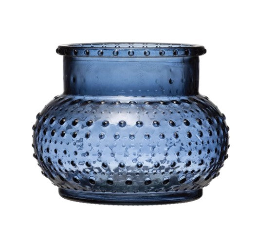 Blue Glass Hobnail Vase/Candle