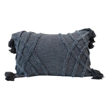 Load image into Gallery viewer, Slub Pillow With Chevron &amp; Tassels
