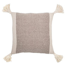 Load image into Gallery viewer, Cotton Blend Pillow w/ Tassels, Brown
