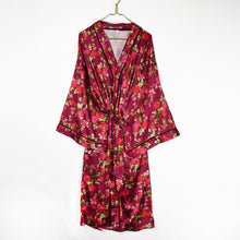 Load image into Gallery viewer, Burgundy Floral Satin Robe, Small / Medium
