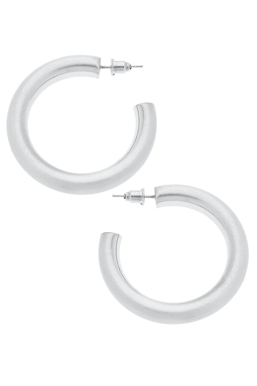 Arabella Hoop Earrings Silver Satin