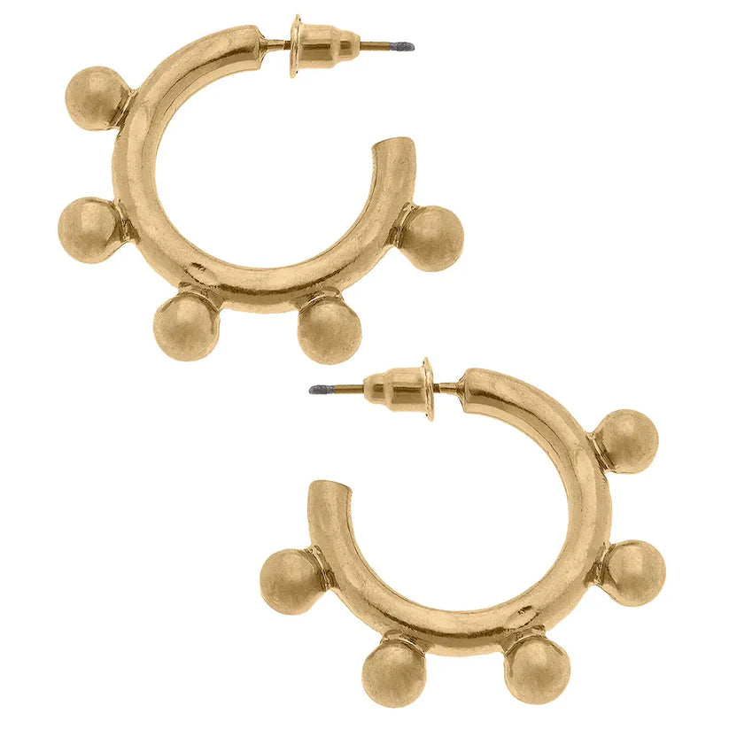 Tam Gold Studded Small Hoop Earring, Gold