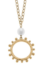 Load image into Gallery viewer, Melanie Long Studded Metal Circle Necklace, Gold
