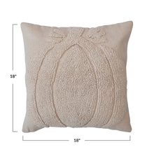 Load image into Gallery viewer, 18&quot; Square Cotton Pillow, Pumpkin &amp; Chambray Back In Cream
