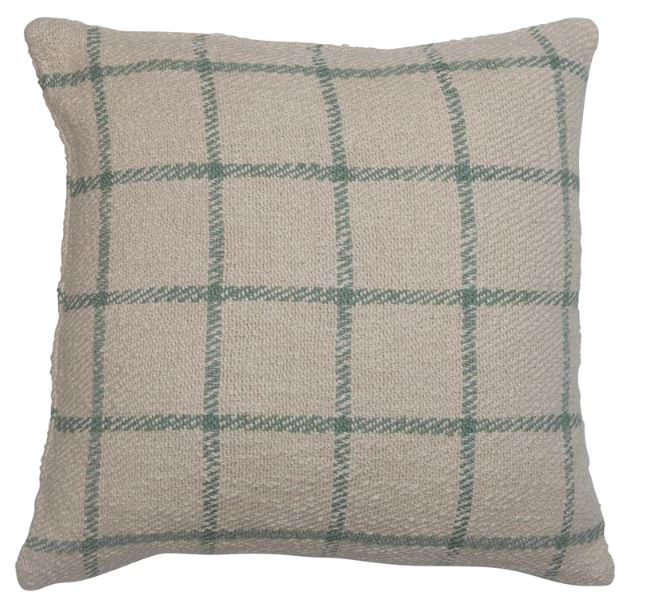 Woven Green Plaid Pillow